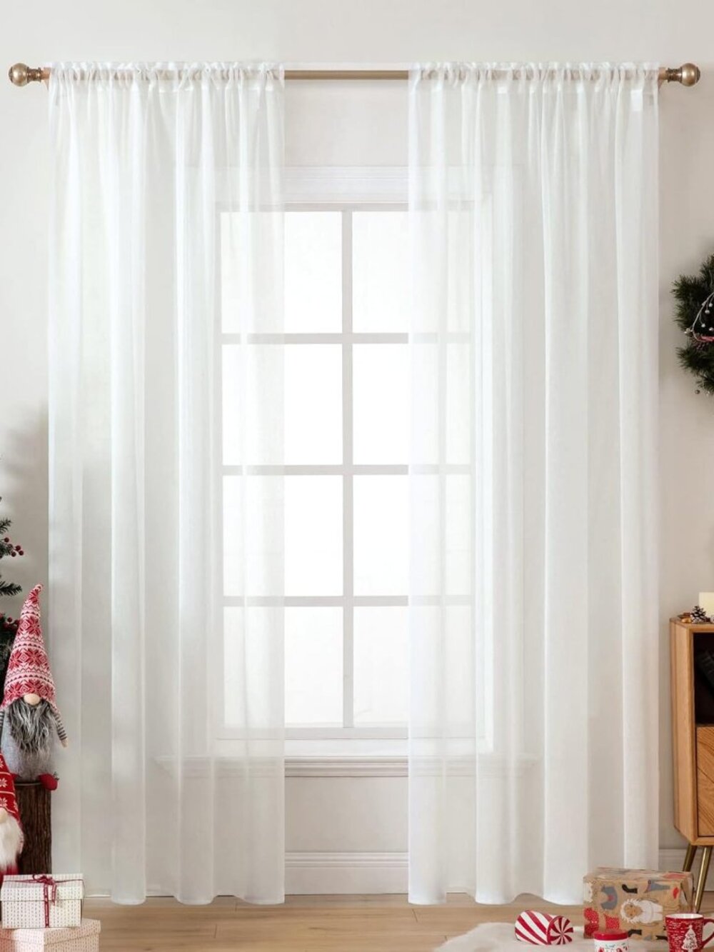 2 Panels Sheer Curtains for Living Room 54 X 96 Inches Ivory